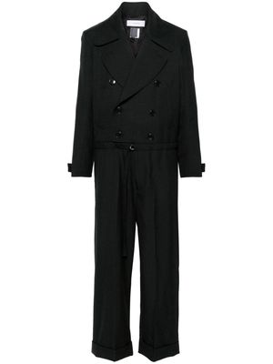 Facetasm pinstripe double-breasted wool jumpsuit - Black
