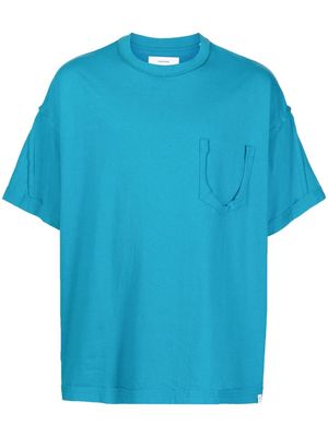 Facetasm stripe-detail short-sleeved T-shirt - Blue