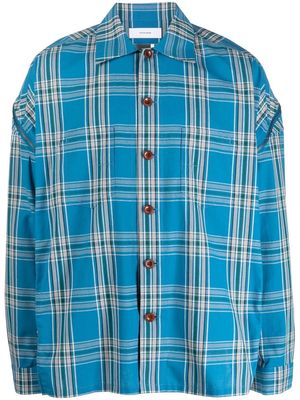 Facetasm zip-detail check shirt - Blue