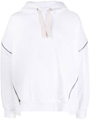 Facetasm zip-embellished rib-trimmed hoodie - White