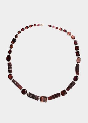 Faceted and Naturally Formed Pink Tourmaline Necklace in 18K Gold
