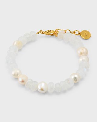 Faceted Moonstone and Pearl Bracelet