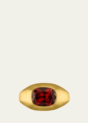 Faceted Spessartite Garnet Cushion Roz Ring