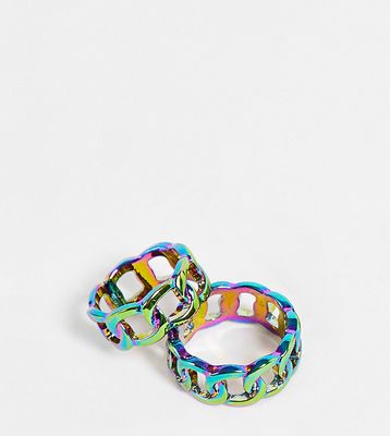 Faded Future 2 pack chain rings in iridescent-Multi