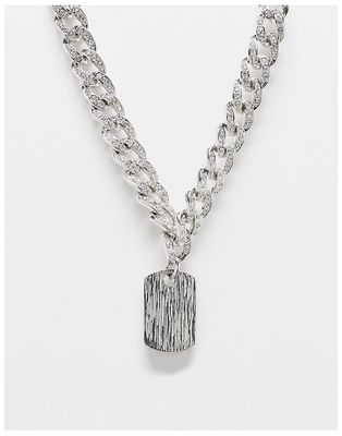 Faded Future chunky chain with dogtag pendant in silver