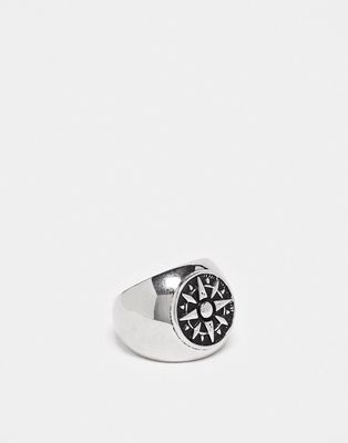 Faded Future compass signet ring in silver
