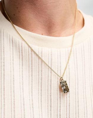 Faded Future hammered tag pendant necklace in gold