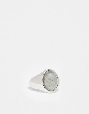 Faded Future natural gray stone ring in silver