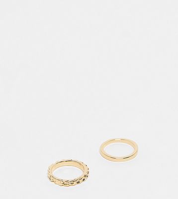 Faded Future pack of 2 band rings in gold