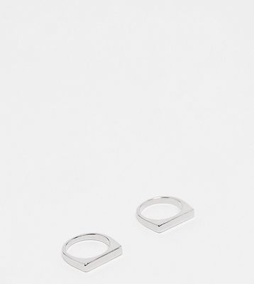 Faded Future pack of 2 rectangular rings in silver