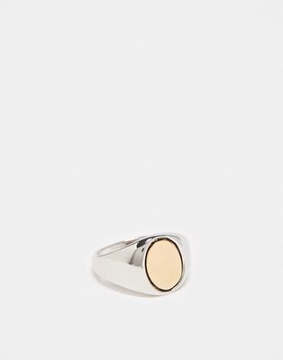 Faded Future two-tone oval signet ring in silver