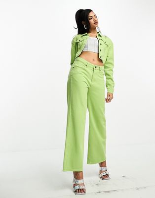 Fae low rise straight leg jeans in lime green - part of a set