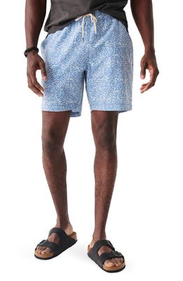Faherty Beacon Swim Trunks in Blue Waters Frond Print