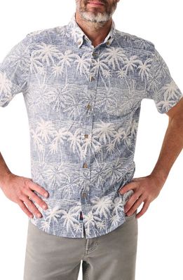 Faherty Breeze Tropical Print Short Sleeve Hemp & Lyocell Button-Down Shirt in South Palms Print