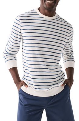 Faherty Cabana Breton Stripe Terry Cloth Crewneck Sweatshirt in Breton White Stripe