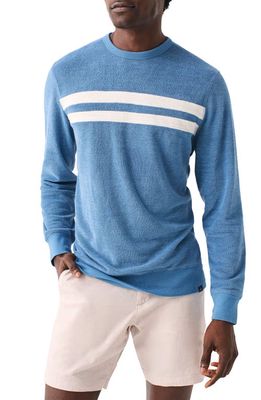 Faherty Cabana Surf Stripe Terry Cloth Crewneck Sweatshirt in Marine Blue