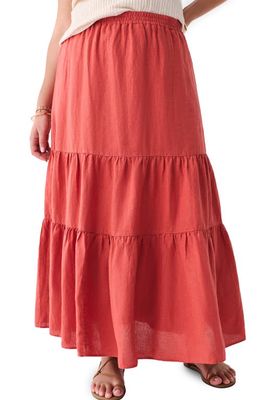 Faherty Cala Tiered Linen Maxi Skirt in Tandoori Spice