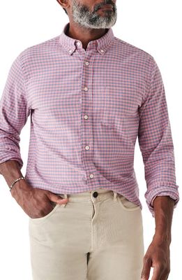Faherty Check Stretch Cotton Blend Oxford Button-Down Shirt in Blue Rose Gingham
