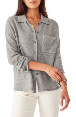 Faherty Cloud Cashmere Button-Up Sweater Shirt in Heather Grey