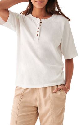 Faherty Cloud Short Sleeve Jersey Henley in Bright White