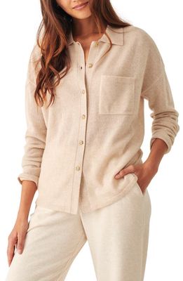 Faherty Clous Cashmere Button-Up Sweater Shirt in Oatmeal Heather