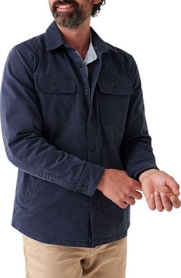 Faherty CPO Blanket Lined Stretch Organic Cotton Shirt Jacket in Washed Navy