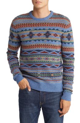 Faherty Doug Good Feather Fair Isle Wool Sweater in Blue Winter Night