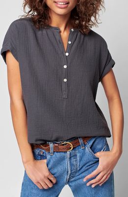 Faherty Dream Desmond Organic Cotton Top in Washed Black