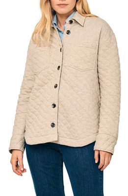 Faherty Epic Quilted Fleece Overshirt in Oatmeal Melange