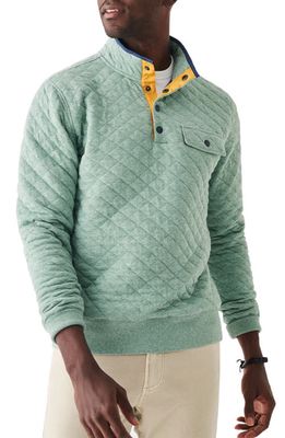 Faherty Epic Quilted Fleece Pullover in Teal Waters Melange