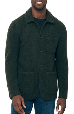 Faherty Felted Wool Bland Chore Coat in Olive
