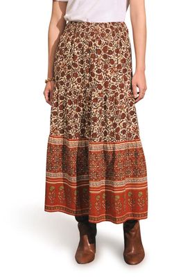 Faherty Harlow Floral Linen Blend Maxi Skirt in Umber Folly Floral