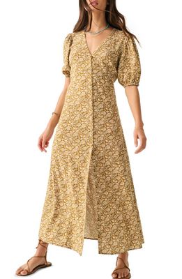 Faherty Havana Floral Linen Blend Maxi Dress in Golden Theodora Floral