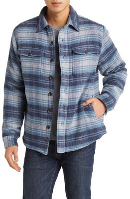 Faherty High Pile Fleece Lined Organic Cotton Blend Shirt Jacket in Mountain Mist Plaid