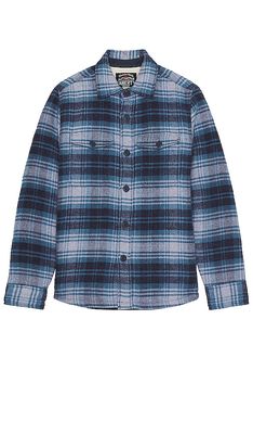 Faherty High Pile Fleece Lined Wool Shirt in Blue