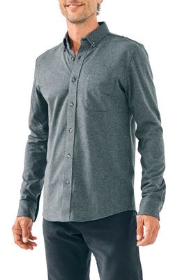 Faherty Houndstooth Knit Button-Down Shirt in Charcoal Houndstooth