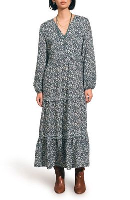 Faherty Isabella Floral Block Long Sleeve Midi Dress in Phantom Ennis Floral