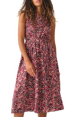 Faherty Isha Floral Linen Blend Midi Dress in Rose Desert Bloom