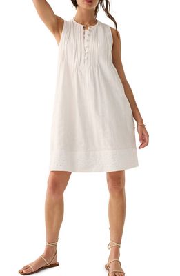 Faherty Isha Pintuck Eyelet Trim Organic Cotton Dress in White