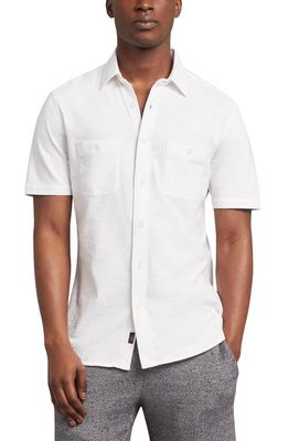 Faherty Knit Seasons Short Sleeve Button-Up Shirt in White