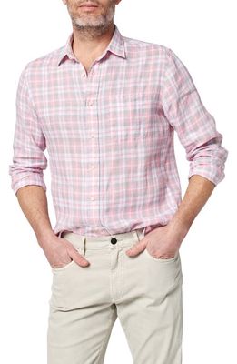 Faherty Laguna Plaid Linen Button-Up Shirt in Rose Rock Plaid