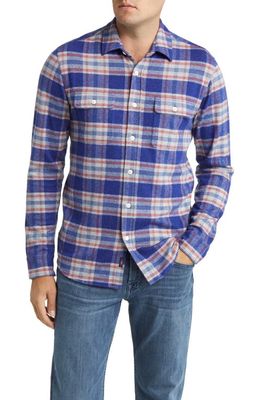 Faherty Legend Buffalo Check Flannel Button-Up Shirt in Navy Skyline Plaid