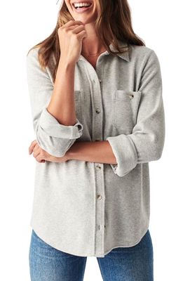 Faherty Legend Knit Button-Up Shirt in Light Heather Grey