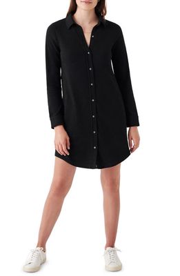 Faherty Legend Long Sleeve Knit Shirtdress in Heathered Black Twill
