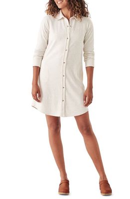 Faherty Legend Long Sleeve Knit Shirtdress in Off White