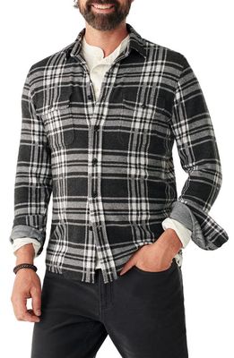 Faherty Legend Plaid Button-Up Sweater Shirt in Charcoal Bone Plaid