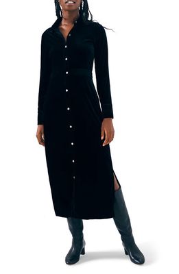 Faherty Long Sleeve Velvet Dress in Black