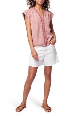 Faherty Lucia Organic Cotton Gauze Top in Sunwashed Dusty Rose