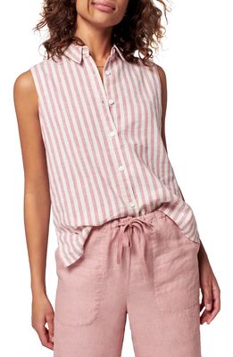 Faherty Malibu Linen Blend Sleeveless Blouse in Pink Cinque Terre Stripe