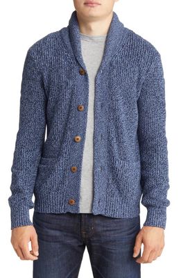 Faherty Marled Organic Cotton & Cashmere Cardigan in Blue Navy Marl